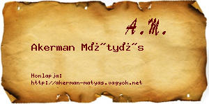 Akerman Mátyás névjegykártya